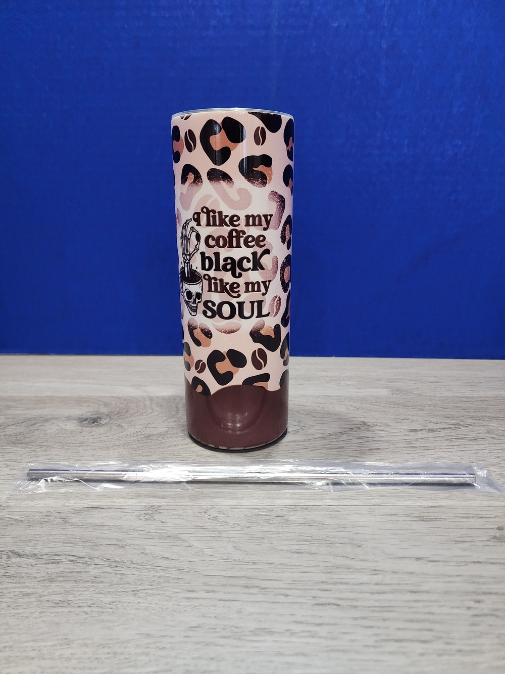 Handcrafted Sublimated 20oz Stainless Steel Cream & Brown Black Soul Tumbler